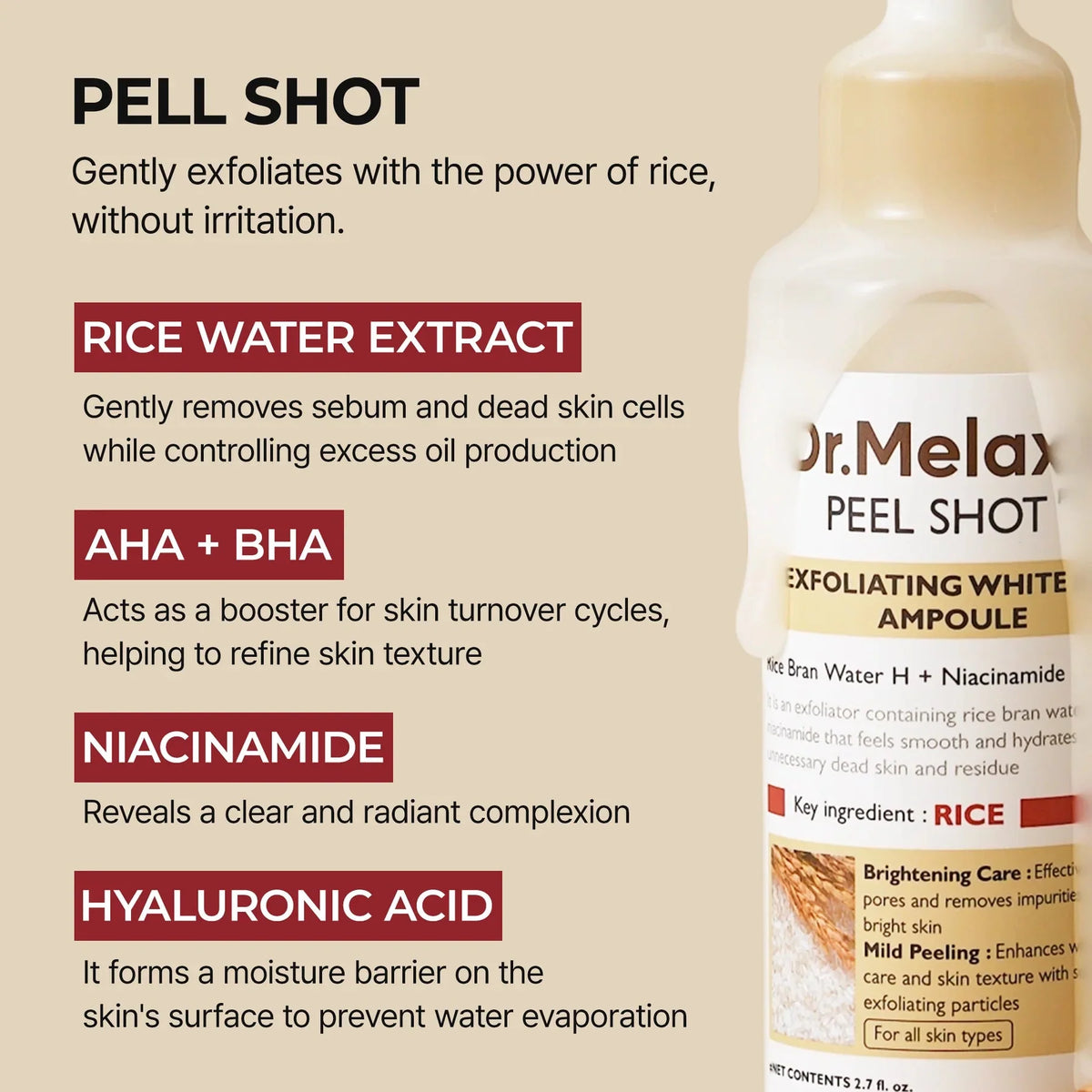 Dr.Melaxin PEEL SHOT EXFOLIATING WHITE RICE AMPOULE Dr.Melaxin