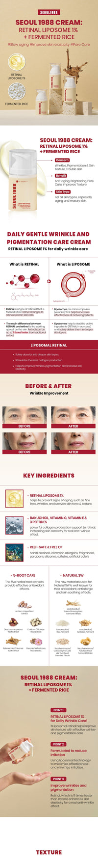 K-SECRET SEOUL 1988 Retinal Liposome 1% + Fermented Rice Cream K-SECRET