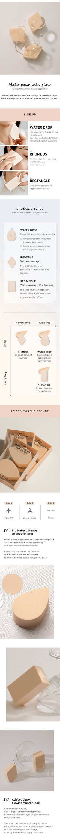 THE TOOL LAB 1046 Hydro Makeup Sponge Rhombus THE TOOL LAB