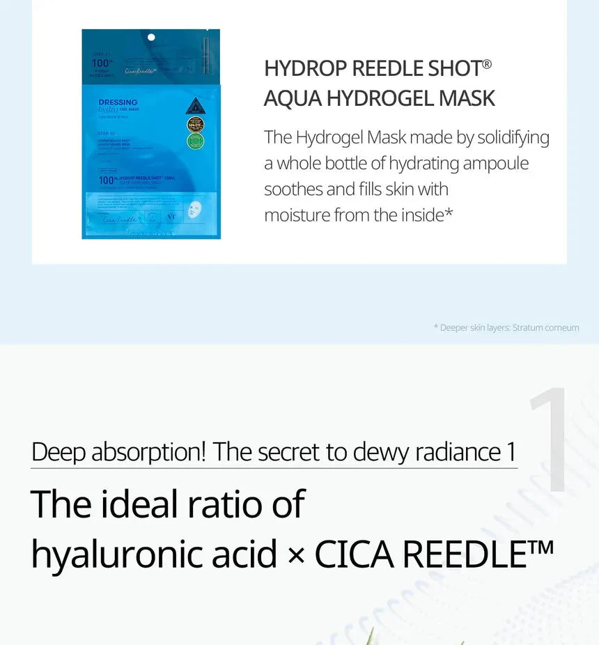 VT COSMETICS HYDROP REEDLE SHOT 100hL 2 STEP MASK VT COSMETICS