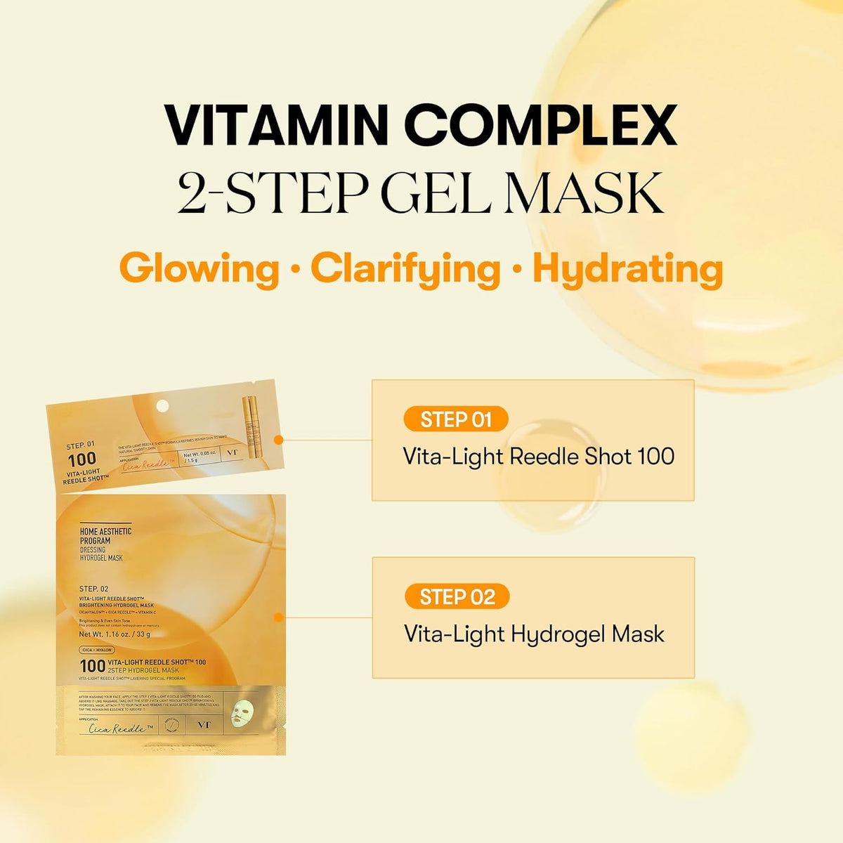 VT COSMETICS VITA-LIGHT REEDLE SHOT 100 2STEP HYDROGEL MASK VT COSMETICS