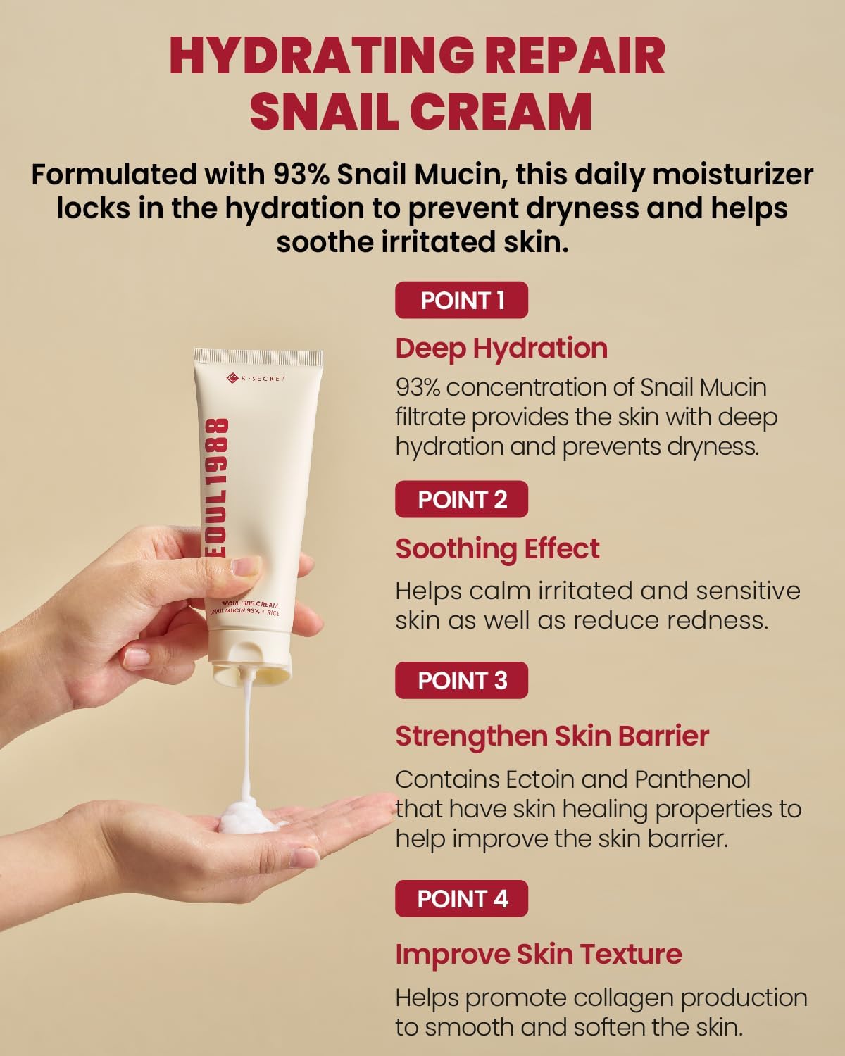 K-SECRET SEOUL 1988 Snail Mucin 93% + Rice Cream K-SECRET