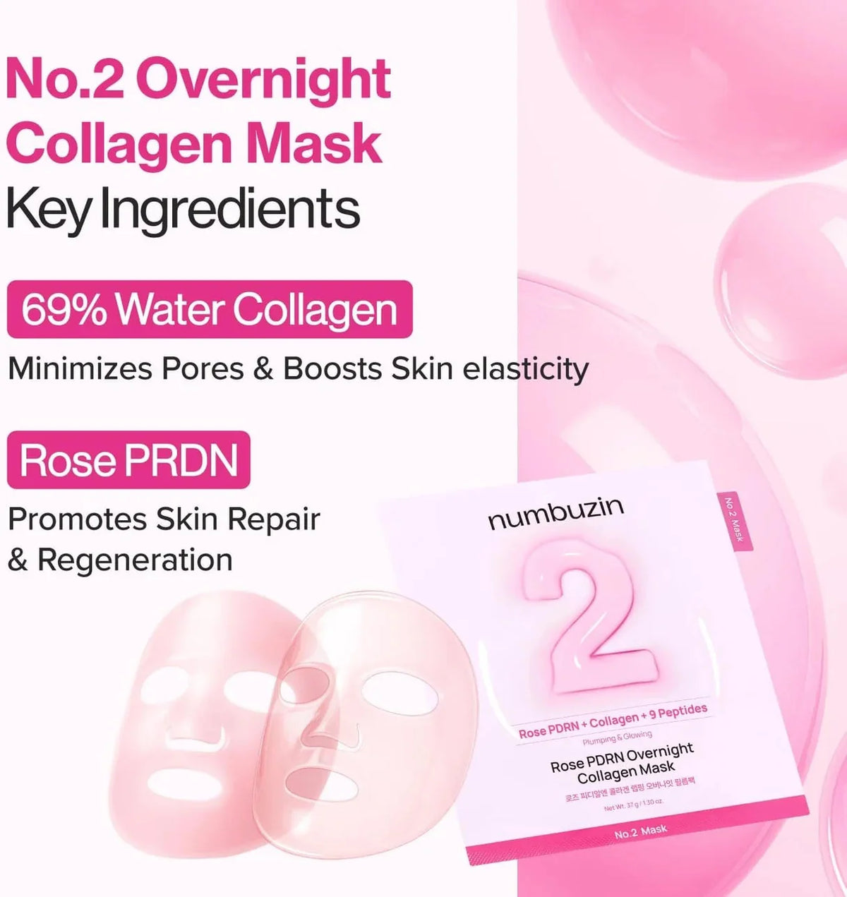numbuzin No.2 Rose PDRN Overnight Collagen Mask numbuzin