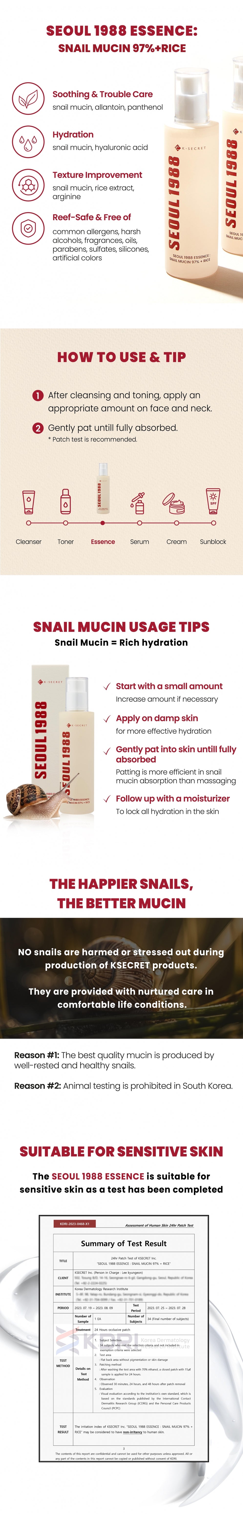 K-SECRET SEOUL 1988 Essence: Snail Mucin 97% + Rice K-SECRET